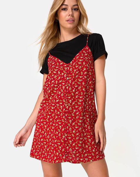 Akina Dress in Falling For You Floral Red