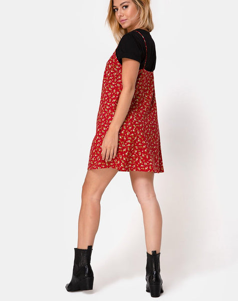 Akina Dress in Falling For You Floral Red