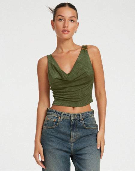 Navea Crop Top in Khaki