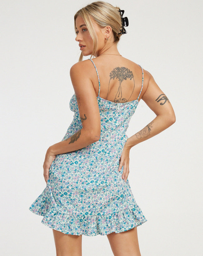 IMAGE OF Alaca Mini Dress in Flower Power Blue