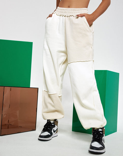 Image of Motel X Barbara Kristoffersen Albaca Trouser in Panelled Ivory and Winter White