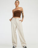 image of Albus Trouser in Ecru Brown Stitch