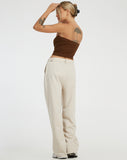 image of Albus Trouser in Ecru Brown Stitch