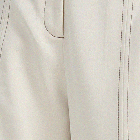 Albus Trouser in Ecru Brown Stitch