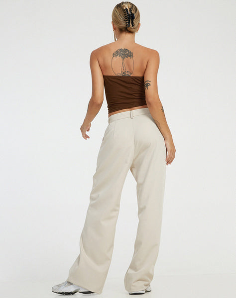 image of Albus Trouser in Ecru Brown Stitch