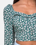 Alor Crop Top in Floral Bloom Green