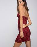 Alvina Bodycon Dress in Coloured Animal Red