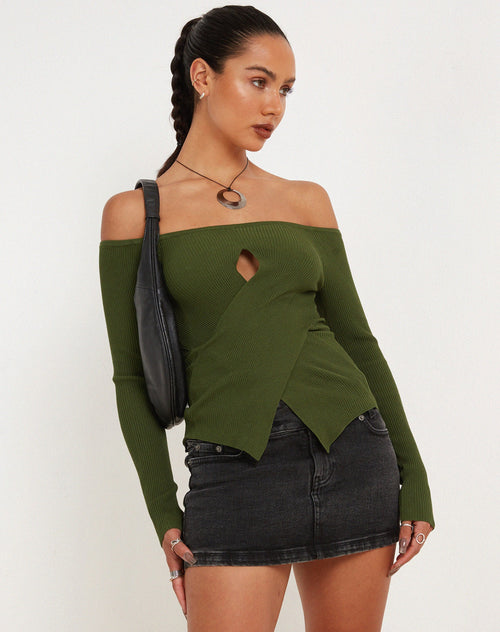 image of Amandari Bardot Top in Khaki