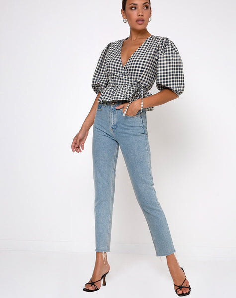 Amiya Top in Gingham Cream