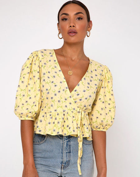 Mazu Crop Top in Skater Polka Blue