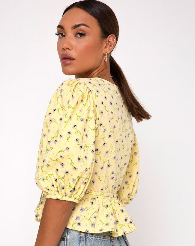 Amiya Top in Wild Flower Lemon Drop