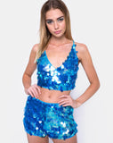 Crystal Short in Fishcale Disc Sequin Marine Blue