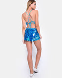 Crystal Short in Fishcale Disc Sequin Marine Blue