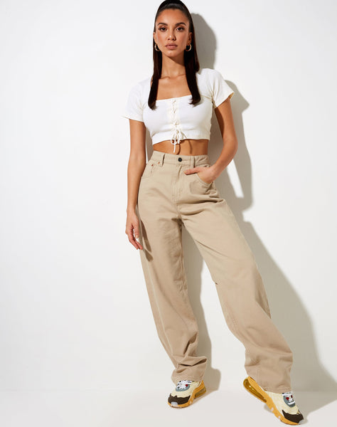 Image of Anjali Crop Top in Rib Ivory