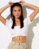 Image of Anjali Crop Top in Rib Ivory