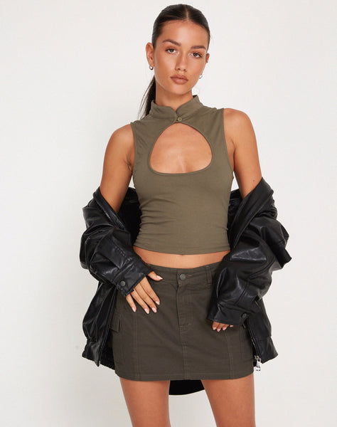 Image of Annesley Crop Top in Tarmac Green