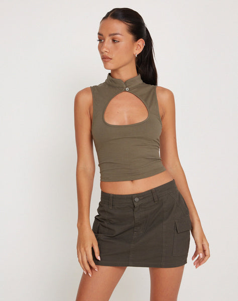 Image of Annesley Crop Top in Tarmac Green