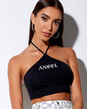 April Crop Top in Black 'Angel' in White