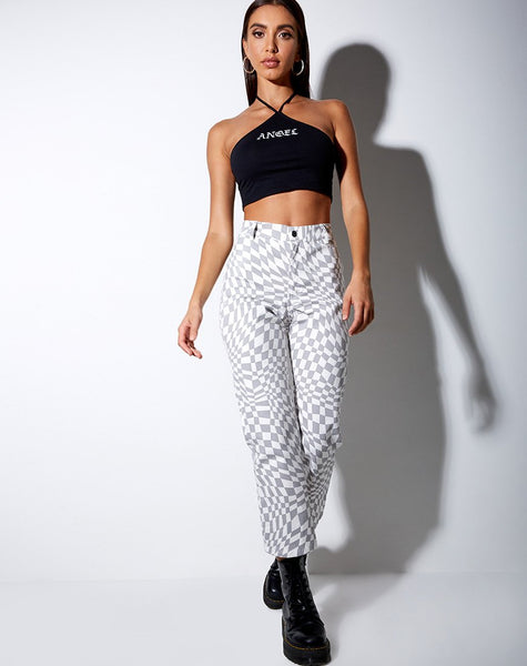 April Crop Top in Black 'Angel' in White