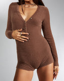 Image of MOTEL X IRIS Apuan Romper in Knit Brown