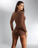 Image of MOTEL X IRIS Apuan Romper in Knit Brown