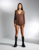 Image of MOTEL X IRIS Apuan Romper in Knit Brown