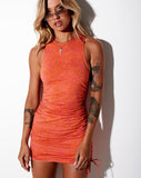 Image of Ardilla Bodycon Dress in Trippy Waves Tangerine and Pink