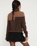 image of Arelius Knitted Jacket in Tonal Brown