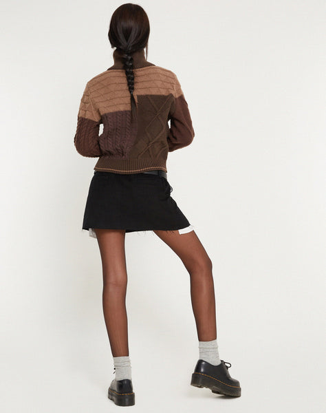 image of Arelius Knitted Jacket in Tonal Brown