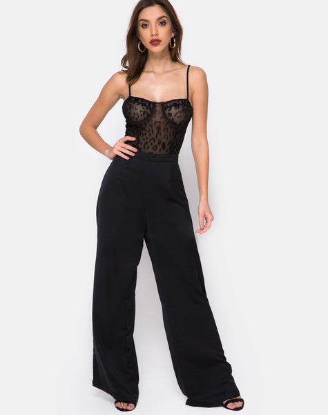 Ari Palazo Trouser in Satin Black