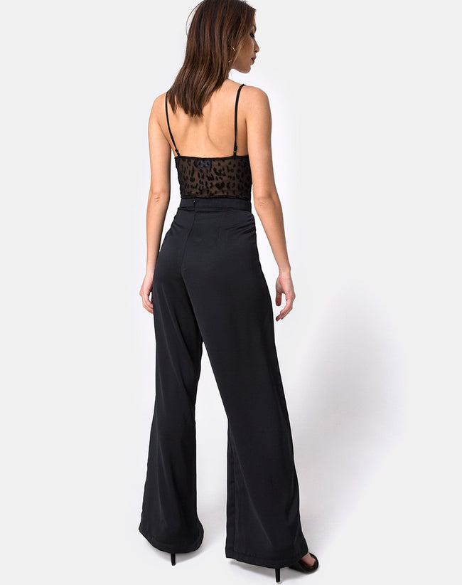 Ari Palazo Trouser in Satin Black