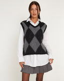 image of Arisa Sweater Vest in Harlequin Grey and Black