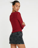 image of Armina Long Sleeve Top in Burgundy