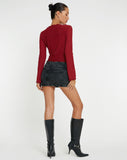 image of Armina Long Sleeve Top in Burgundy