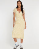 image of Aroha Midi Dress in Gingham Floral Yellow