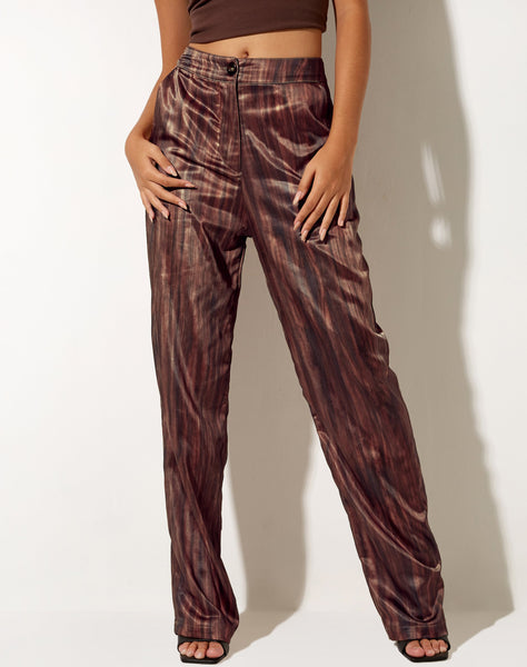 Arsala Trouser in Satin Marble Cocoa