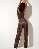 Arsala Trouser in Satin Marble Cocoa