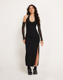 image of Asmala Halterneck Maxi Dress in Black Mesh