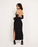 image of Asmala Halterneck Maxi Dress in Black Mesh