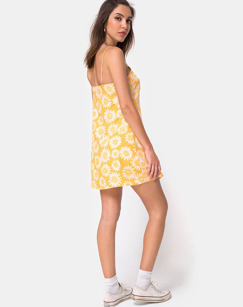 Auvaly Slip Dress in Sunkissed Floral Yellow