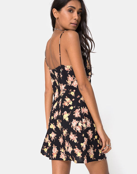 Auvaly Slip Dress in Antique Rose Black