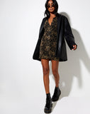 Avaya Dress in Black Mesh Tan Dragon Flock