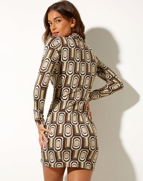 Image of Avaya Dress in Retro Spot Brown