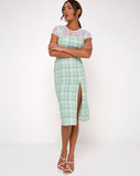 Ayuka Midi Dress in Table Cloth Neo Mint