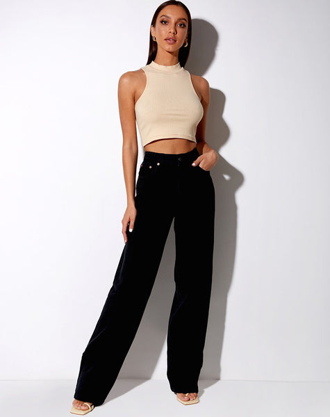 Azura Crop Top in Rib Sand