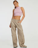 image of Azura Crop Top in Stripe Rib Purple and Brown