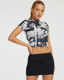 image of Babe Crop Tee in Photo Collage Grey