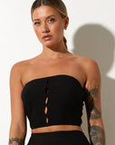 image of Baha Bandeau Top in Bubble Jersey Black