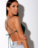 Baila Crop Top in Satin Forest Green