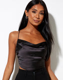 Image of Baila Crop Top in Satin Black